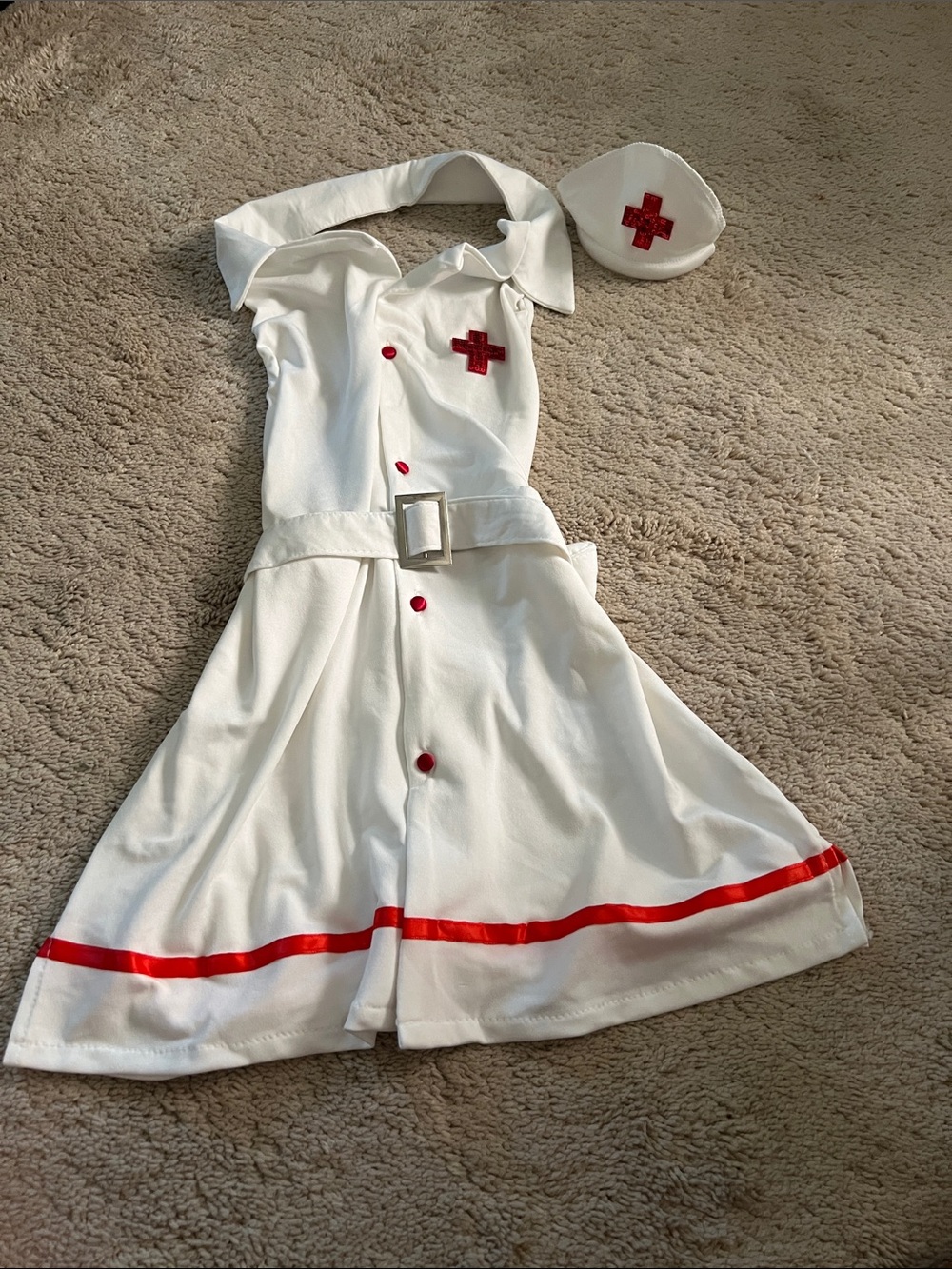 White & Red Nurse Costume Dress